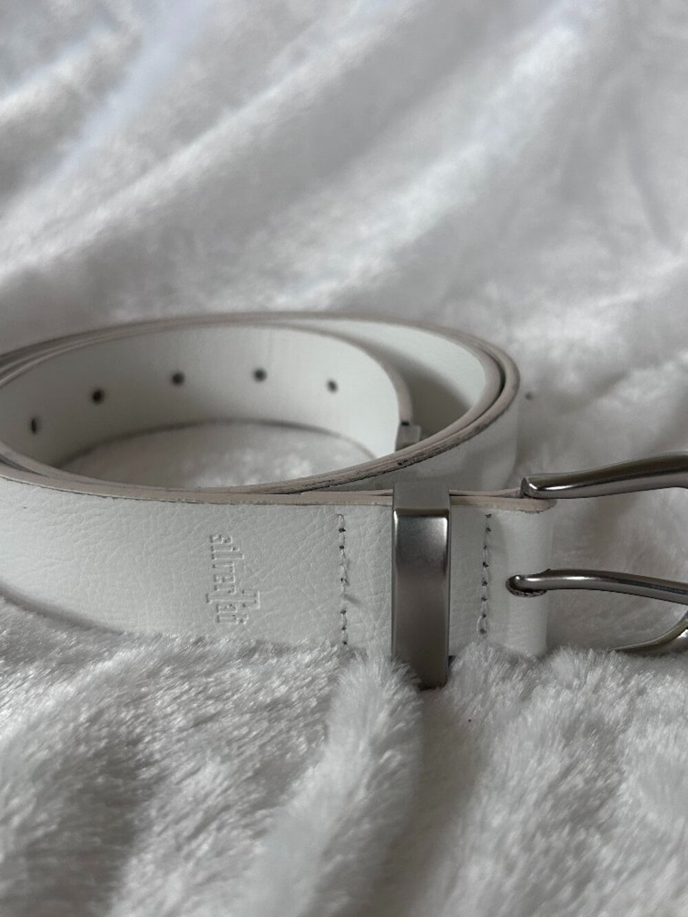 Levis Silver Tab White Faux Leather Belt Large 38-40 Cowboy Western VTG 90s